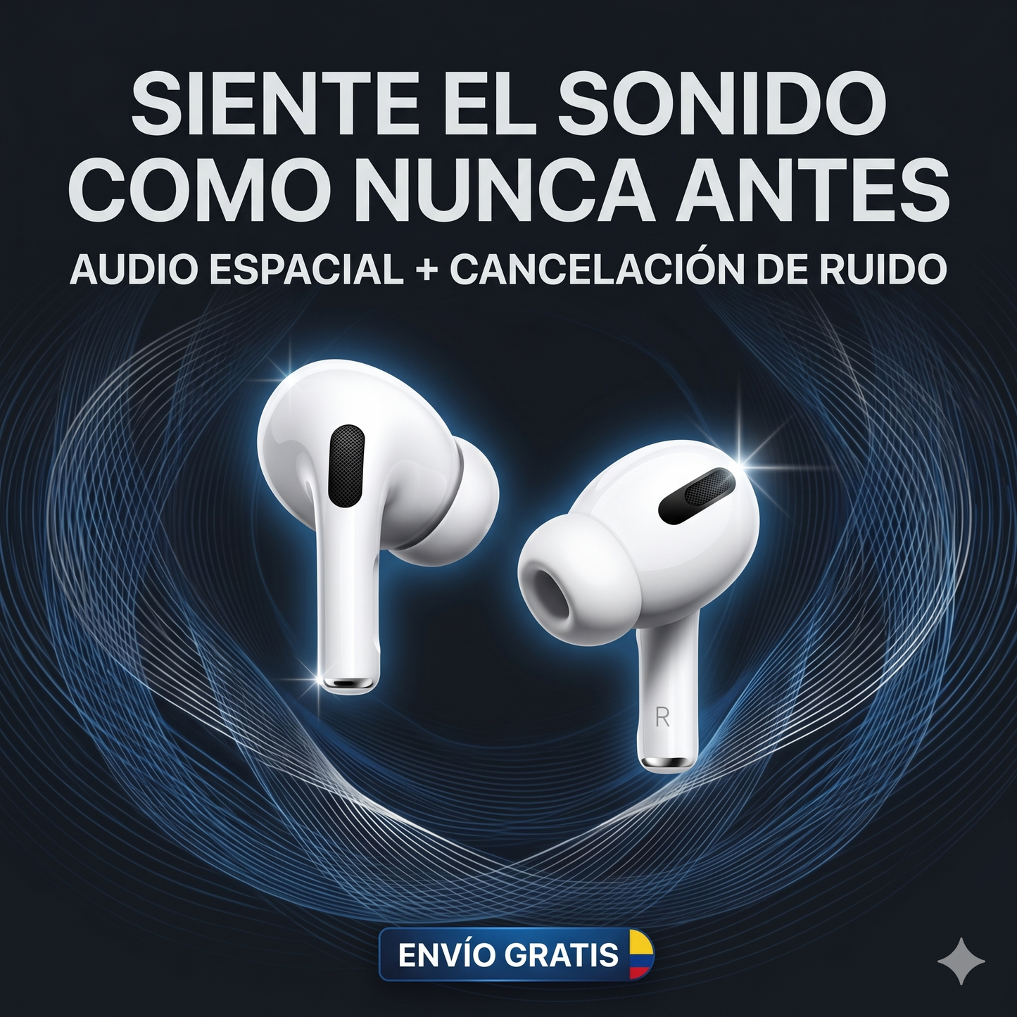 AirPods 3ra Generación PRO – Audio Espacial · Cancelación de Ruido · 24h Batería